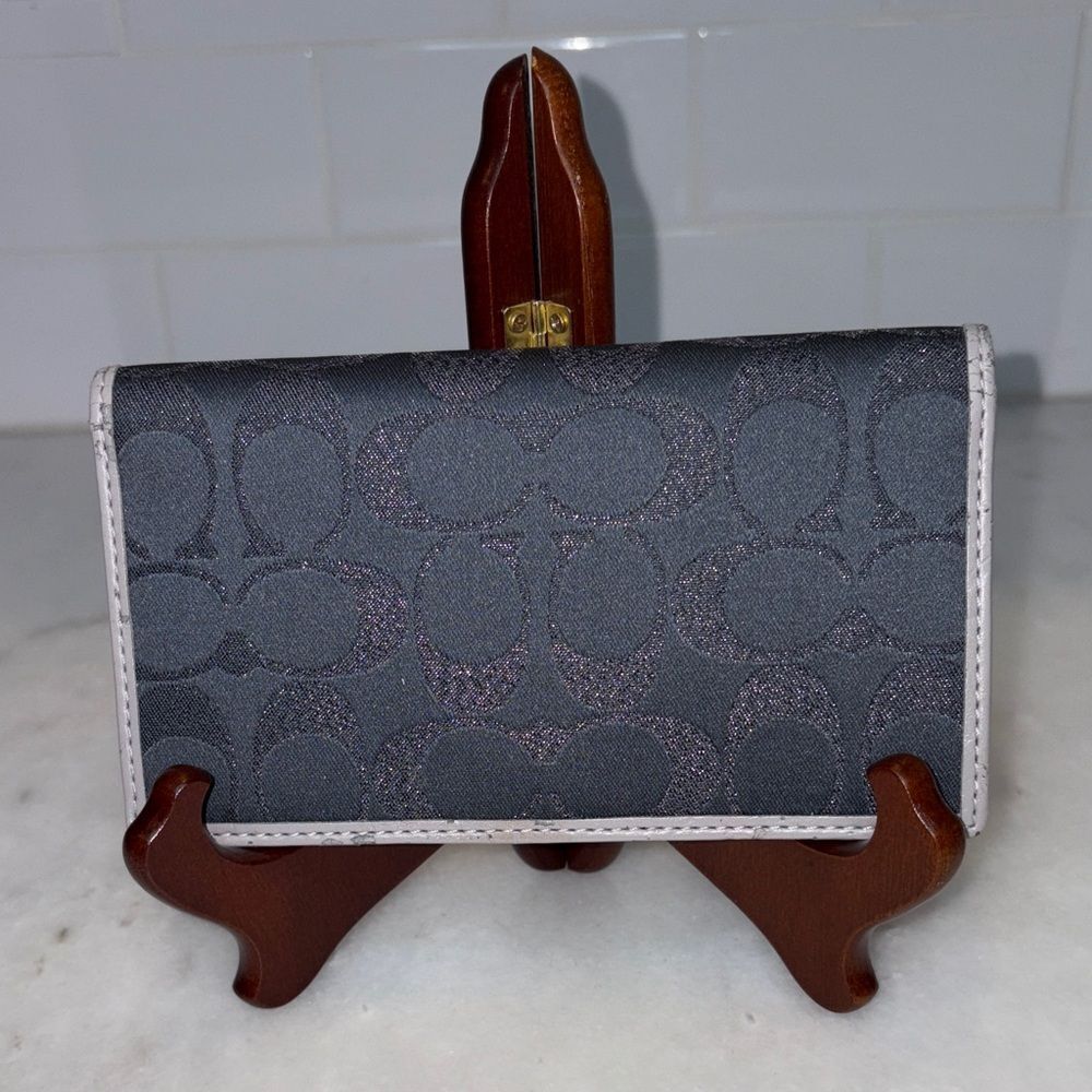 Coach Checkbook Wallet Designer Lurex Jacquard Signature Checkbook Holder
